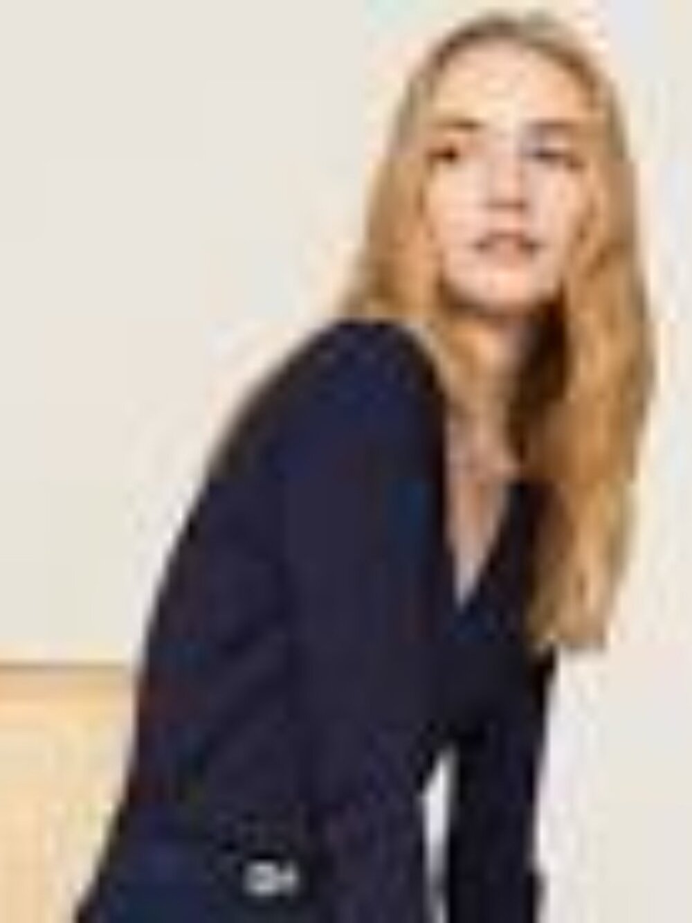 Jonathan Simkhai Navy Ribbed Wrap-Style Sweater/Maci top